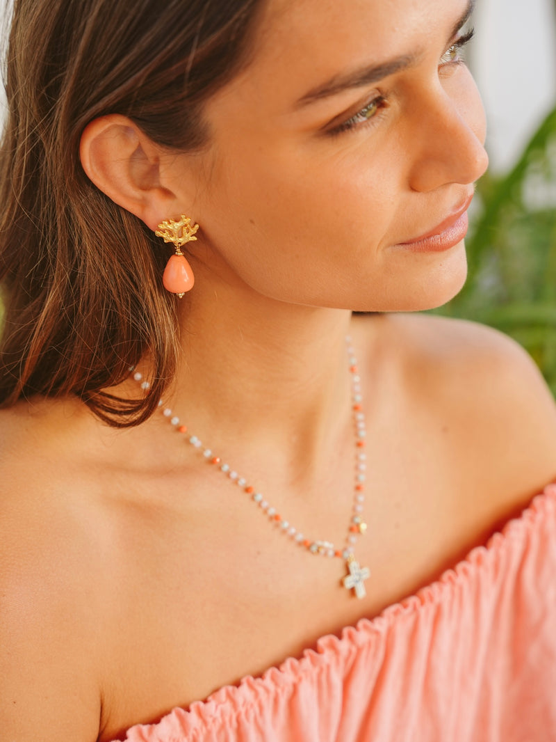 Ravello Earrings in Coral