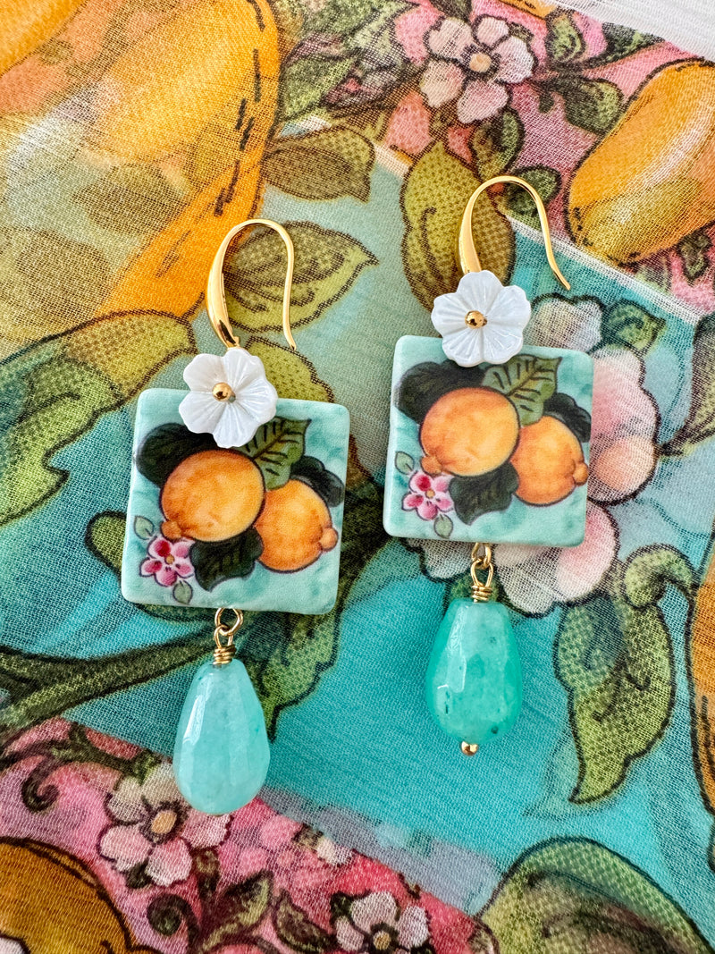 Bougainvillea Cafe X Tessuti Limoncello Earrings in Turquoise