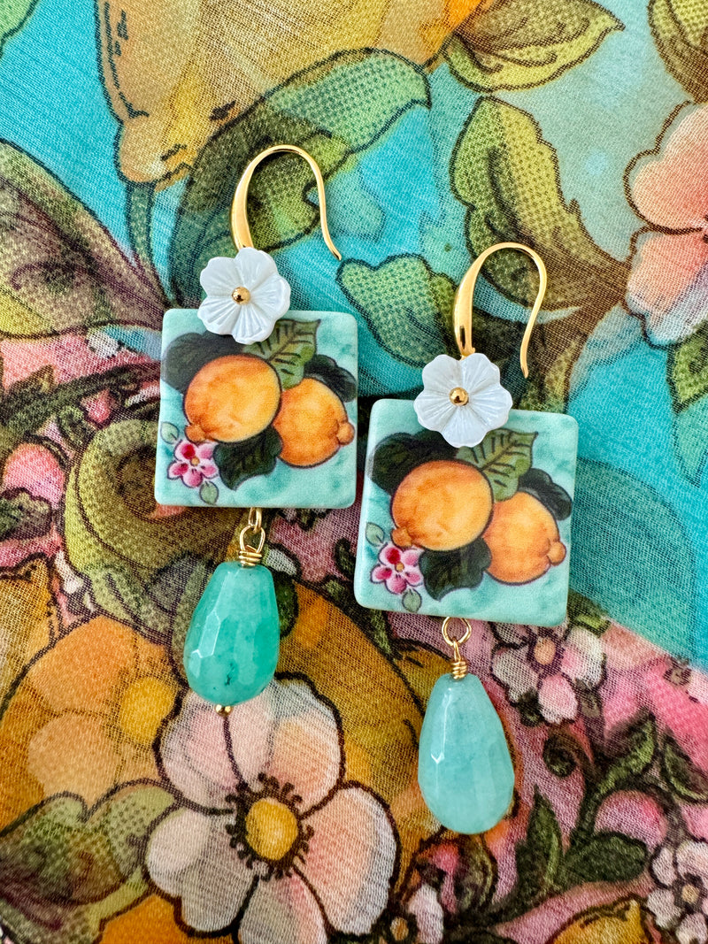 Bougainvillea Cafe X Tessuti Limoncello Earrings in Turquoise