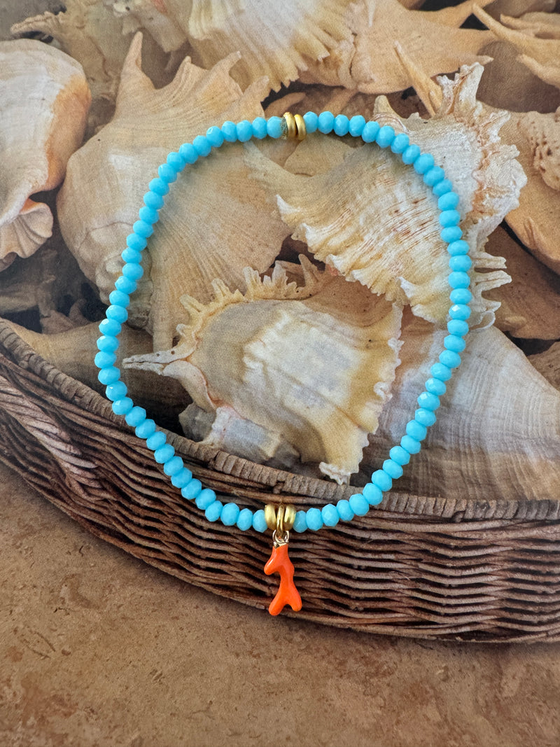 Corallo Bracelet in Pale Blue & Orange