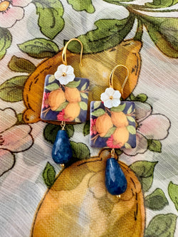 Bougainvillea Cafe X Tessuti Limoncello Earrings in Navy & Pink