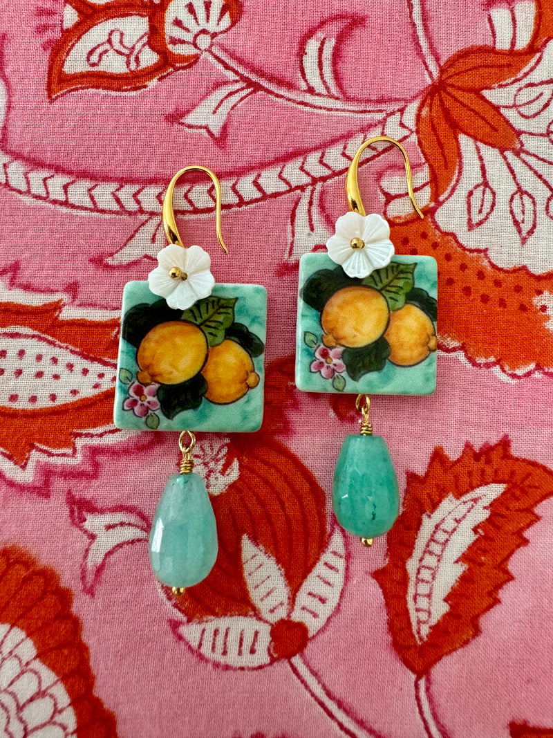 Bougainvillea Cafe X Tessuti Limoncello Earrings in Turquoise