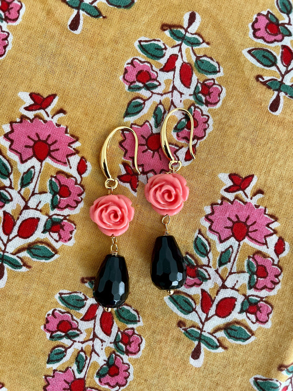 Bougainvillea Café Coral Rose Earring