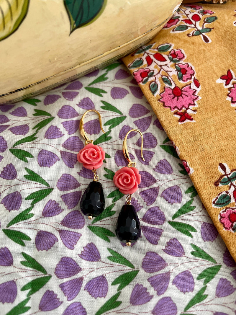 Bougainvillea Café Coral Rose Earring