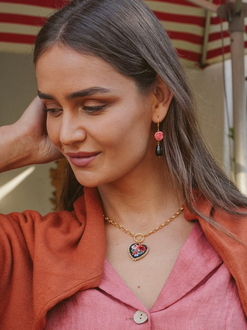 Bougainvillea Café Coral Rose Earring