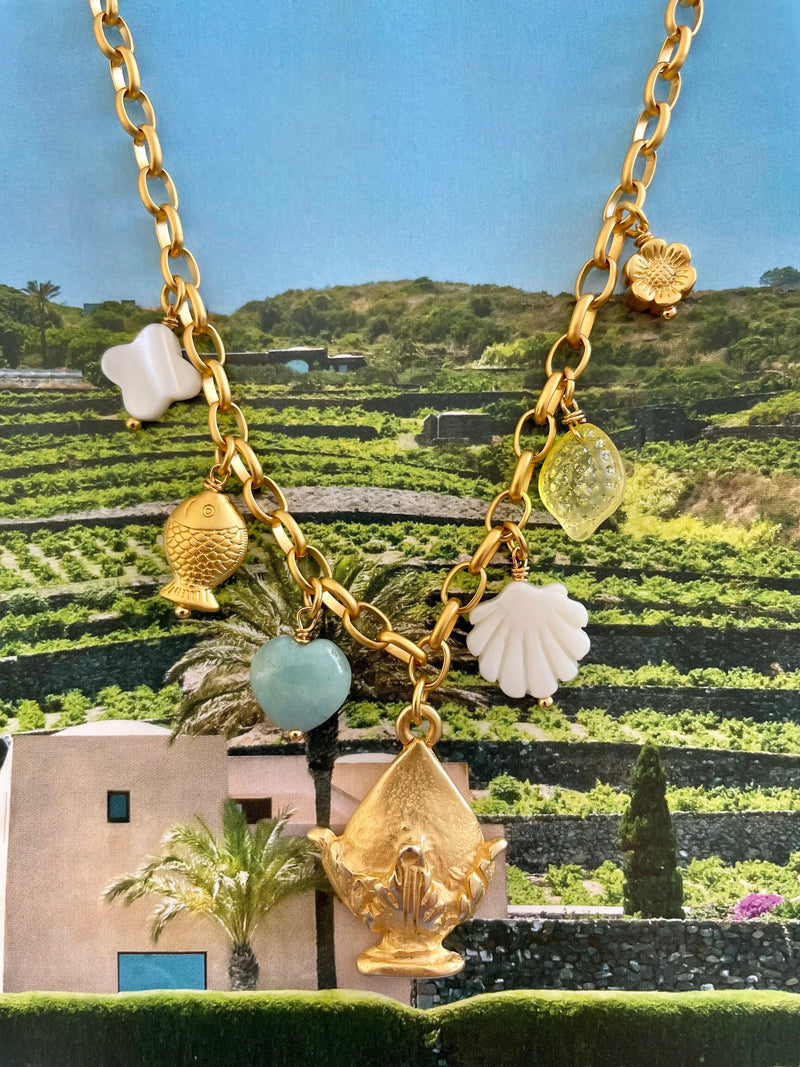 Bougainvillea Café Domino Necklace