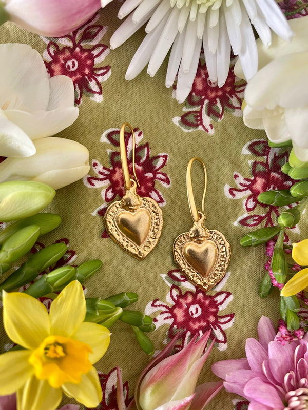 Bougainvillea Café Heart of Gold Earrings