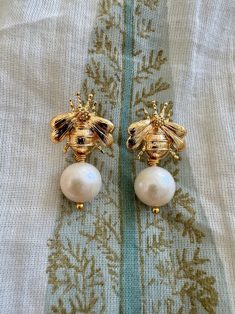 Bougainvillea Café Honey Bee Earrings