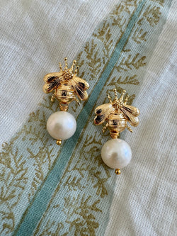 Bougainvillea Café Honey Bee Earrings