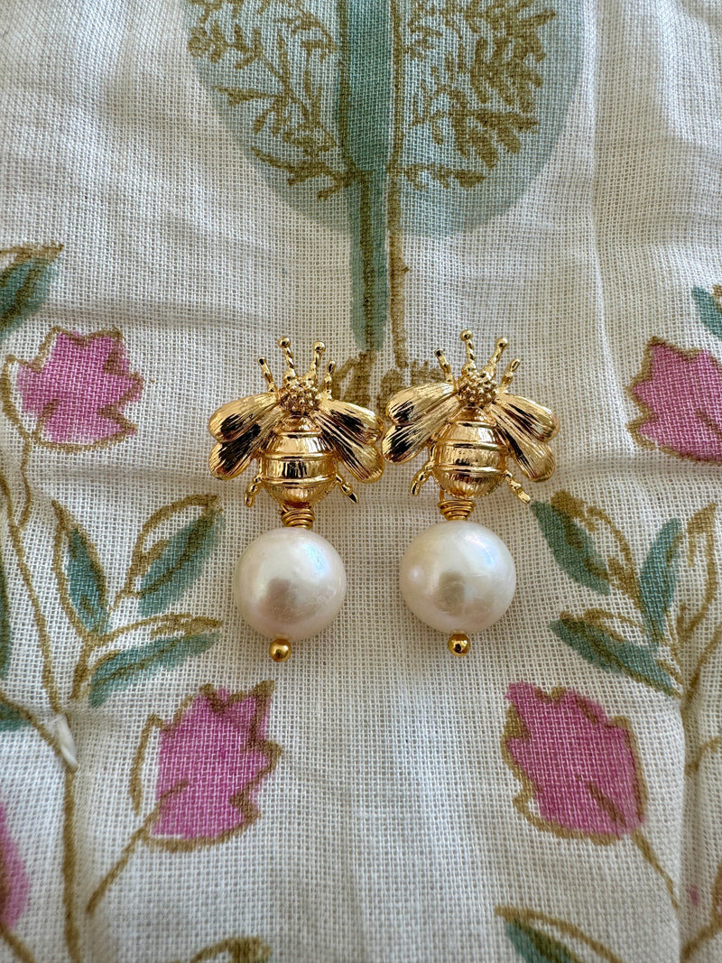 Bougainvillea Café Honey Bee Earrings