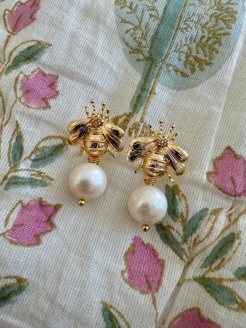 Bougainvillea Café Honey Bee Earrings