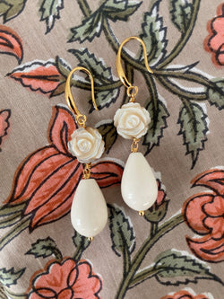 Bougainvillea Café Ivory Rose Earrings