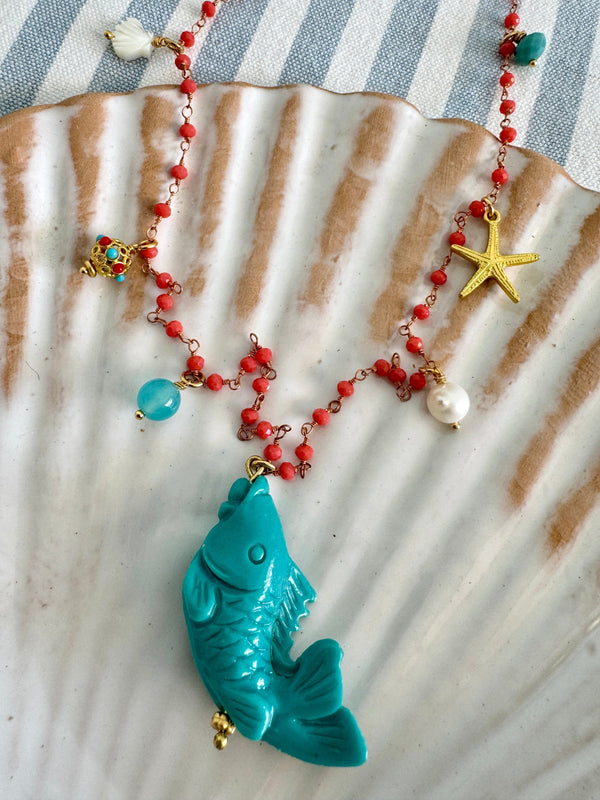 Bougainvillea Café Pescatora Necklace in Turquoise