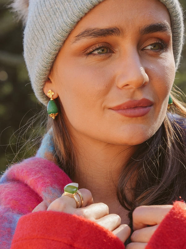 Bougainvillea Café Santino Earrings in Green Jade