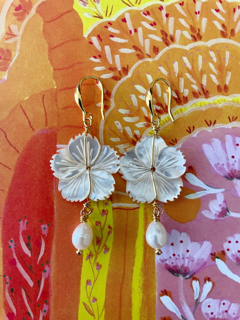 Bougainvillea Café Coco Pearl Earrings