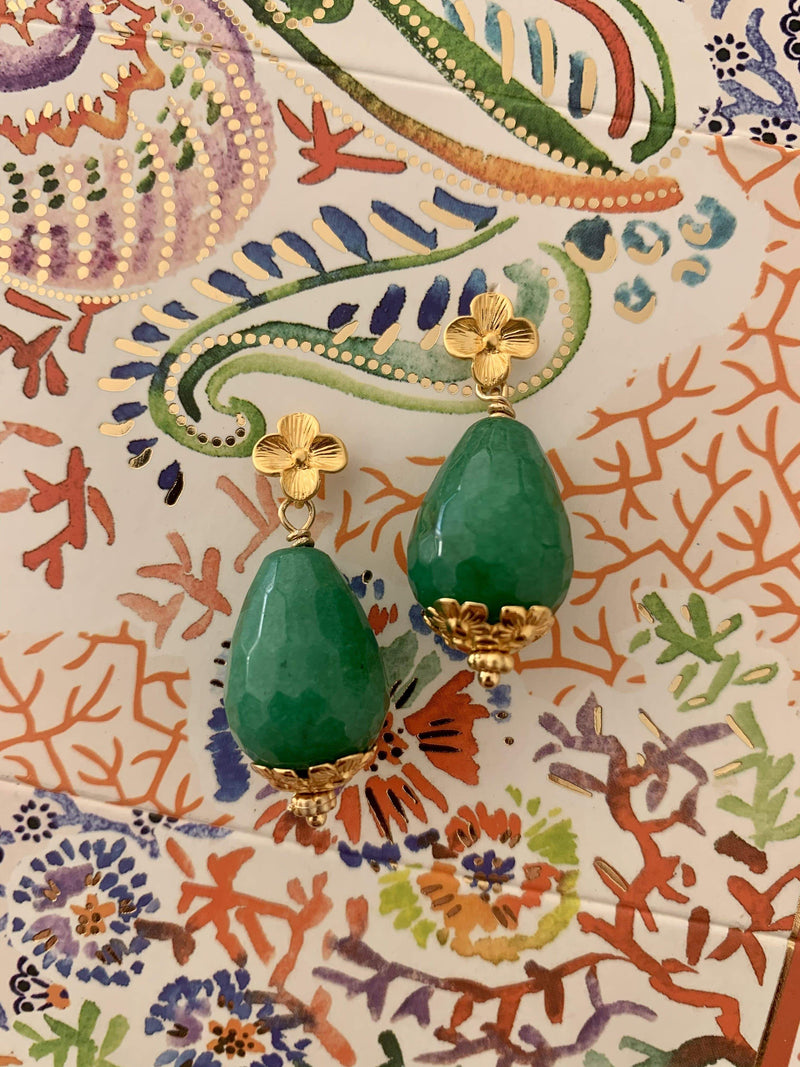 Bougainvillea Café Santino Earrings in Green Jade