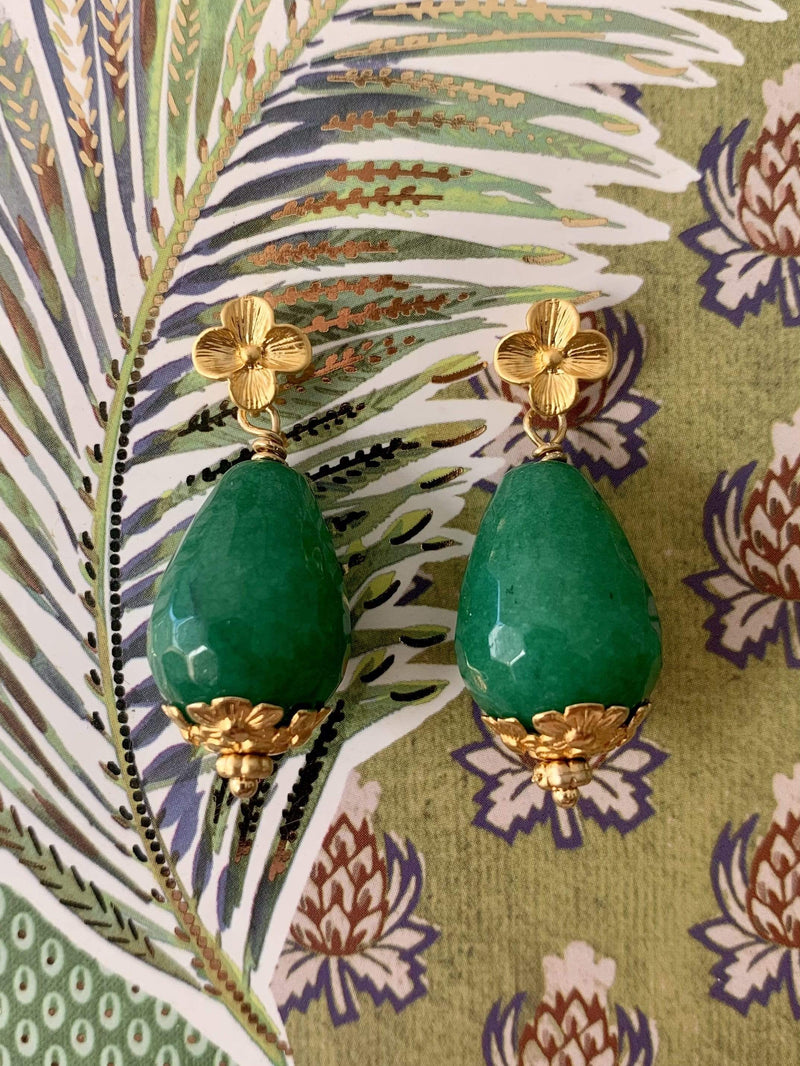 Bougainvillea Café Santino Earrings in Green Jade